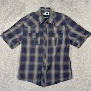 Dragonfly Snap Front Western Shirt Mens Extra Large Plaid Short Sleeve